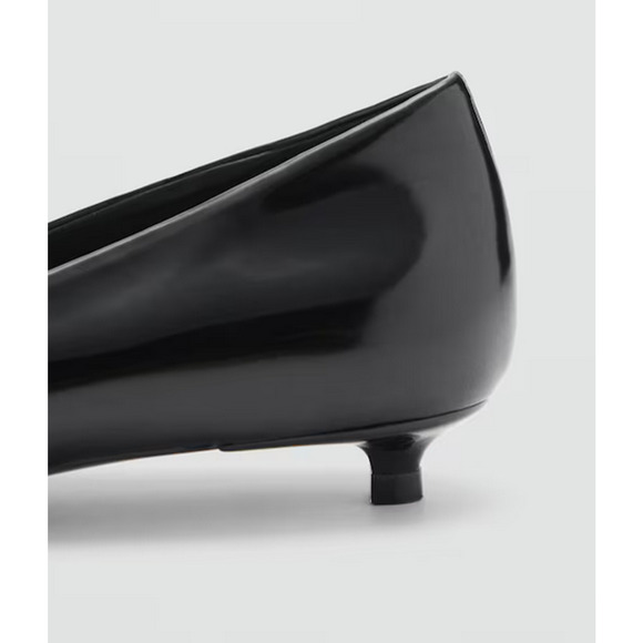 NEW MANGO MNG BLACK UPET POINTED PATENT LEATHER KITTEN HEEL HEELS SHOES 38 7.5 - Picture 4 of 9